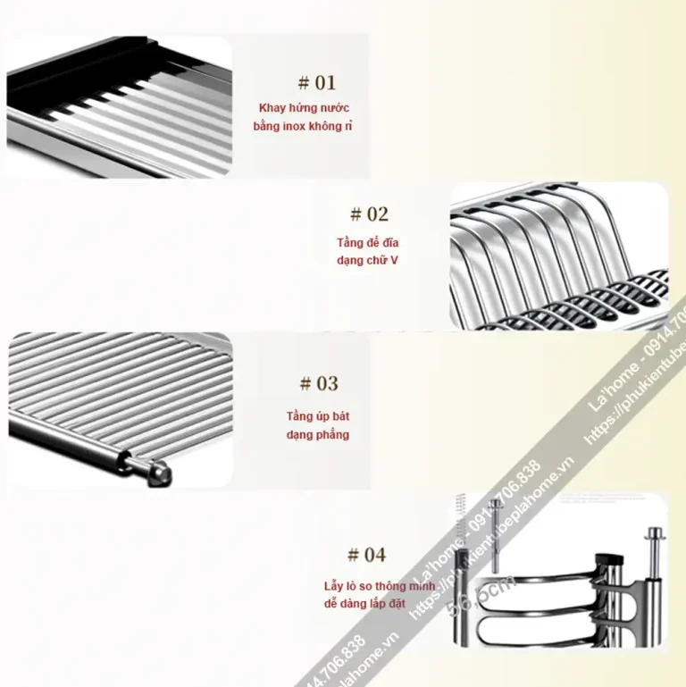 Kệ Chén Cố Định Chữ V 3 Tầng INOX304 Tủ Bếp Trên 17 Kệ Chén Cố Định Chữ V 3 Tầng Cho Tủ Bếp