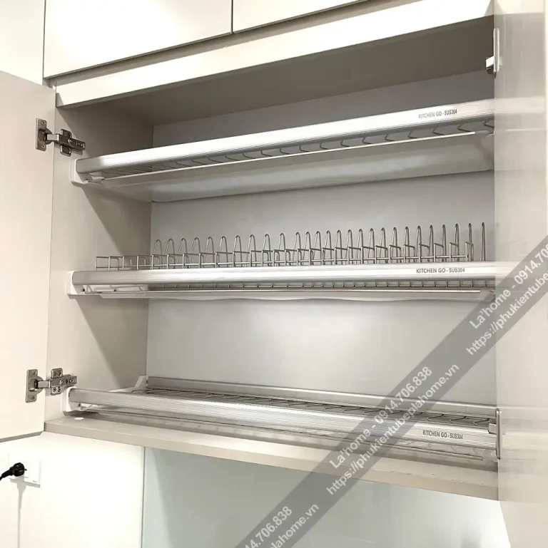Kệ Chén Cố Định Khung Nhôm Kitchen Go 3 Tầng INOX304 17 Kệ Chén Cố Định Khung Nhôm