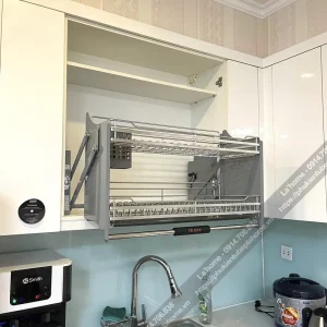 Giá Bát Nâng Hạ Tủ Bếp Celaeno Màu Ghi Xám Inox304 Nan Dẹt 2024